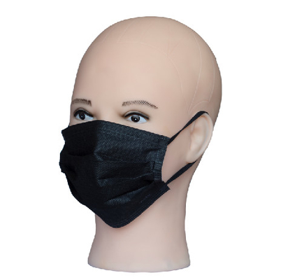 Couleur jetable non tissée de noir du pli 25gr du masque protecteur 3 avec des boucles d'oreille