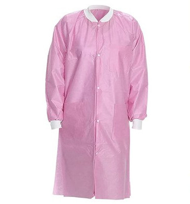 robe jetable du laboratoire 45gsm, manteau non tissé de laboratoire avec 3 poches