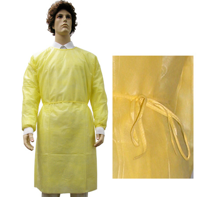 Robe 16-45gsm d'isolement de douilles de robes jetables stériles de CPE longue pour l'hôpital et la clinique