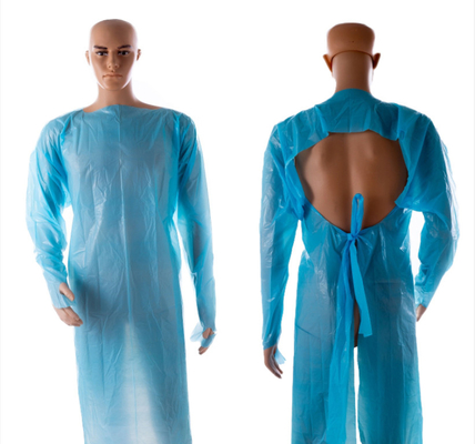 Robes en plastique bleues légères durables d'isolement avec la boucle de pouce
