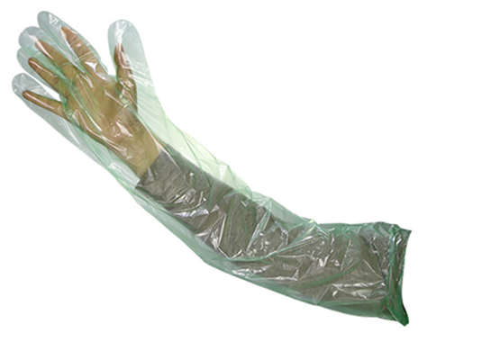 Gants en plastique jetables adaptés aux besoins du client, long matériel de LDPE de gants vétérinaires