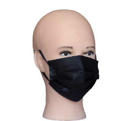 Couleur jetable non tissée de noir du pli 25gr du masque protecteur 3 avec des boucles d'oreille