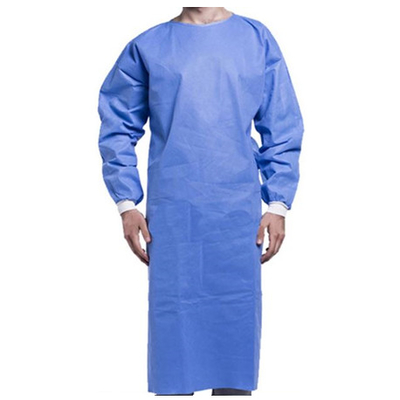 Robes jetables d'isolement de SMS avec la certification tricotée de FDA de la CE de manchettes