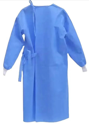 La robe adaptée aux besoins du client d'isolement de PE de pp jetable avec la ceinture latérale a tricoté des manchettes