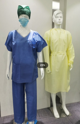 L'hôpital de SMS jetable frottent des costumes avec la couleur bleue de douilles courtes