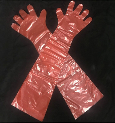 Gants en plastique jetables serrés de l'eau, longs gants vétérinaires de LDPE